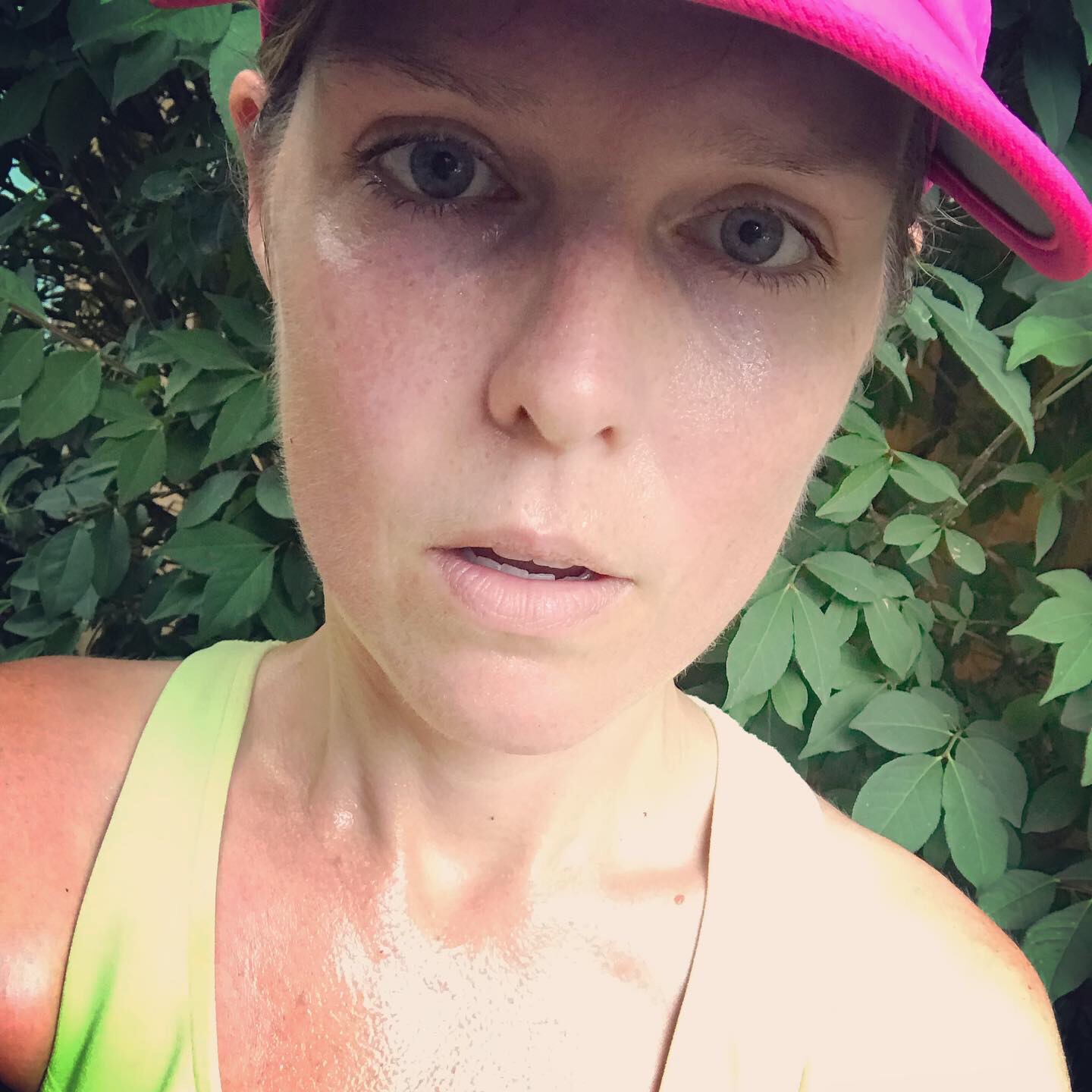 Erin sweating and wearing running gear